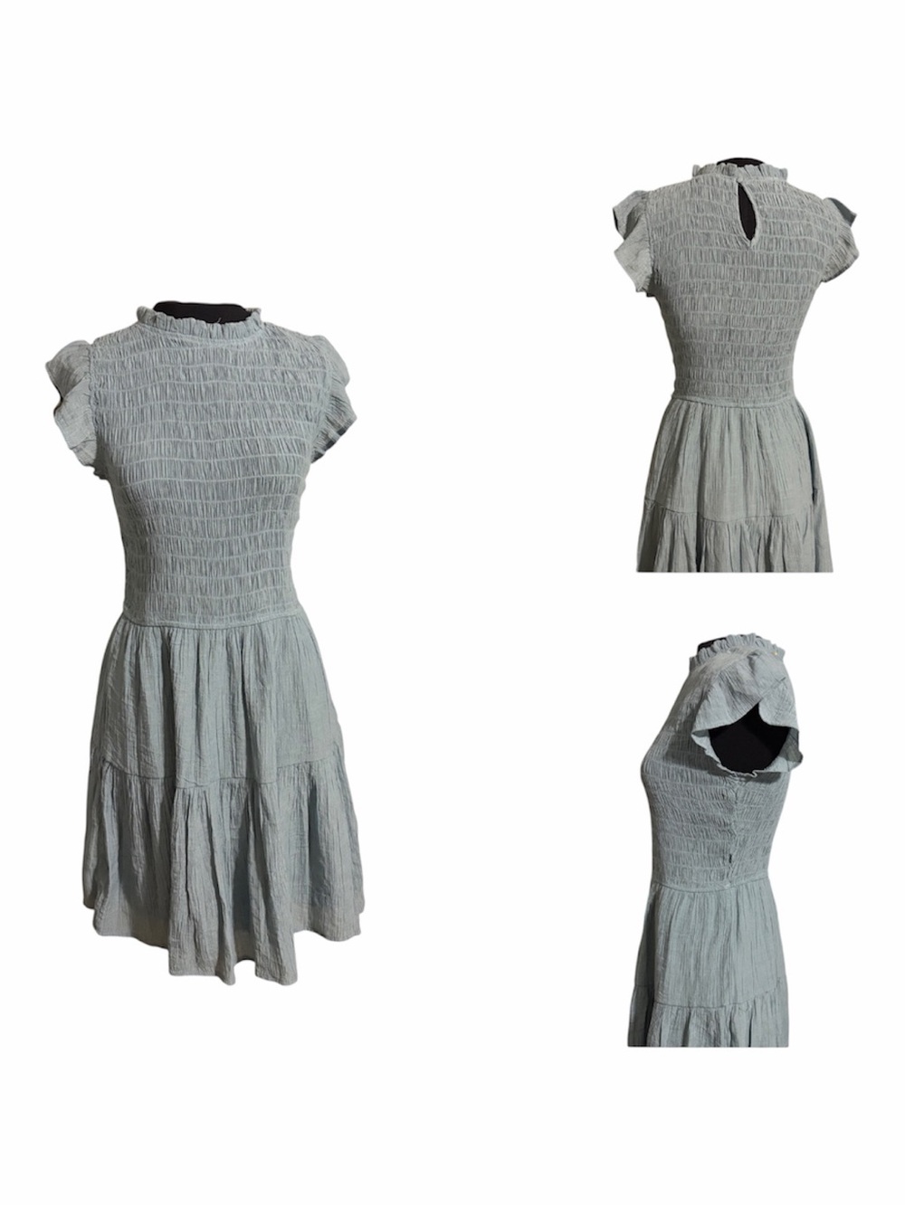 Mine Smocked Ruffle Sleeve Dress Light Sage Size (M)